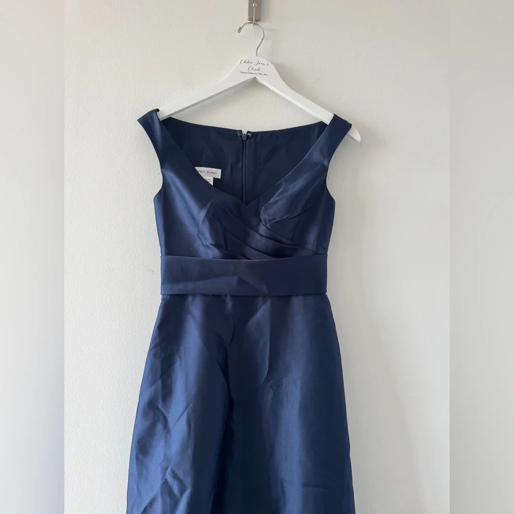 ALFRED SNUG Navy Off The Shoulder Gown 2 - Picture 3 of 6